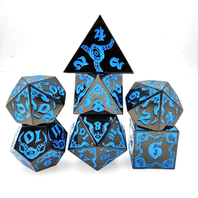 Devil's Eye permainan peran logam multifaceted dadu set TRPG COC DND