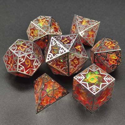 Resin ungu&amp;snowflake rangka logam meja permainan peran khusus multi-sided dadu set