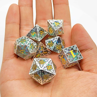 Resin ungu&amp;snowflake rangka logam meja permainan peran khusus multi-sided dadu set