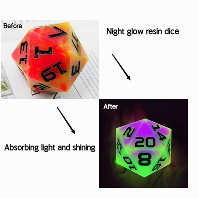 Single 20 Sisi Glowing Resin Game Dice DND COC TRPG