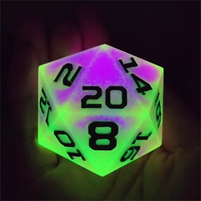 Single 20 Sisi Glowing Resin Game Dice DND COC TRPG