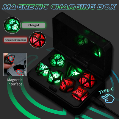 Plastik LED Bercahaya dadu Rechargeable Sepak Bola Meja Permainan Multi-Faced Dice Set