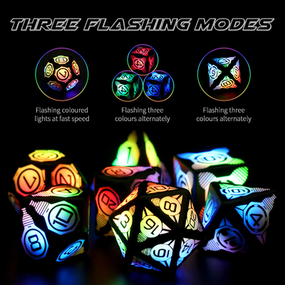 Plastik LED Bercahaya dadu Rechargeable Sepak Bola Meja Permainan Multi-Faced Dice Set