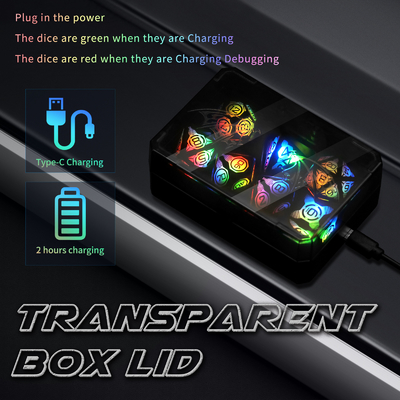 Plastik LED Bercahaya dadu Rechargeable Sepak Bola Meja Permainan Multi-Faced Dice Set