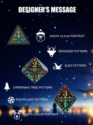 Christmas Elements LED Game Dice Set Dragon Dan Dungeon