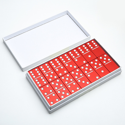 Double 6 Six Metal Domino Set Dengan 28 Giant Aluminium Alloy Domino Blocks Laser Printed Desktop Game