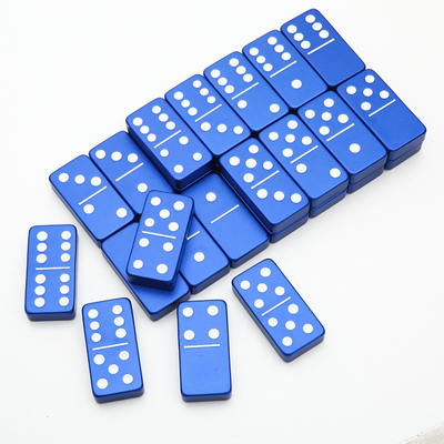 Double 6 Six Metal Domino Set Dengan 28 Giant Aluminium Alloy Domino Blocks Laser Printed Desktop Game