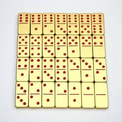 Double 6 Six Metal Domino Set Dengan 28 Giant Aluminium Alloy Domino Blocks Laser Printed Desktop Game