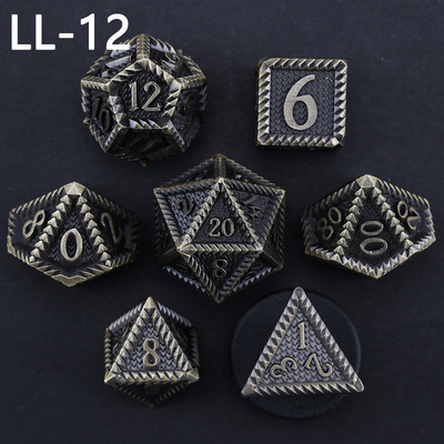 DND metal dice, Dragon dan Dungeon polyhedral RPG dice, 7 tabletop game dragon scale dice
