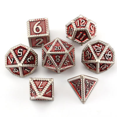 DND metal dice, Dragon dan Dungeon polyhedral RPG dice, 7 tabletop game dragon scale dice