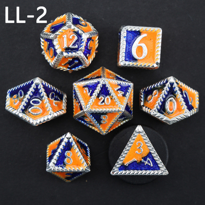 DND metal dice, Dragon dan Dungeon polyhedral RPG dice, 7 tabletop game dragon scale dice