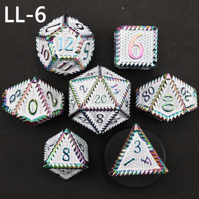 DND metal dice, Dragon dan Dungeon polyhedral RPG dice, 7 tabletop game dragon scale dice