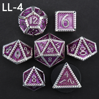 DND metal dice, Dragon dan Dungeon polyhedral RPG dice, 7 tabletop game dragon scale dice
