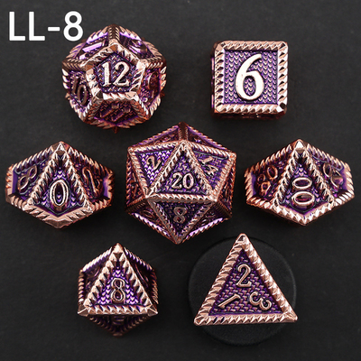 DND metal dice, Dragon dan Dungeon polyhedral RPG dice, 7 tabletop game dragon scale dice