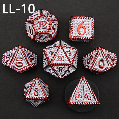 DND metal dice, Dragon dan Dungeon polyhedral RPG dice, 7 tabletop game dragon scale dice
