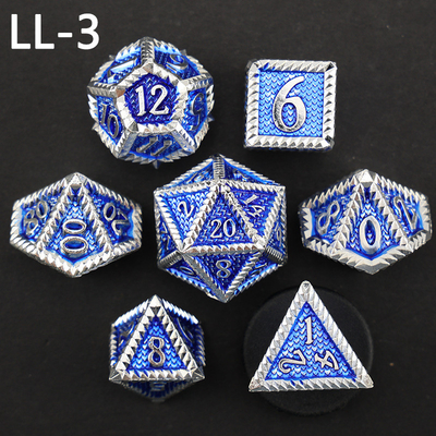 DND metal dice, Dragon dan Dungeon polyhedral RPG dice, 7 tabletop game dragon scale dice