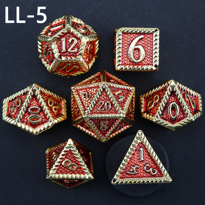DND metal dice, Dragon dan Dungeon polyhedral RPG dice, 7 tabletop game dragon scale dice
