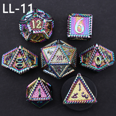 DND metal dice, Dragon dan Dungeon polyhedral RPG dice, 7 tabletop game dragon scale dice