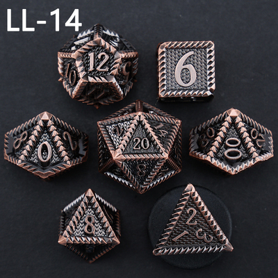 DND metal dice, Dragon dan Dungeon polyhedral RPG dice, 7 tabletop game dragon scale dice