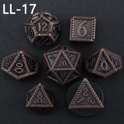 DND metal dice, Dragon dan Dungeon polyhedral RPG dice, 7 tabletop game dragon scale dice