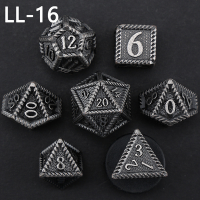 DND metal dice, Dragon dan Dungeon polyhedral RPG dice, 7 tabletop game dragon scale dice