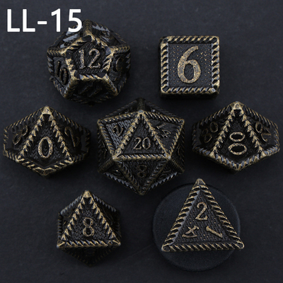 DND metal dice, Dragon dan Dungeon polyhedral RPG dice, 7 tabletop game dragon scale dice