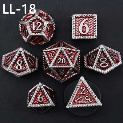 DND metal dice, Dragon dan Dungeon polyhedral RPG dice, 7 tabletop game dragon scale dice