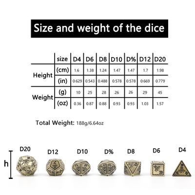 Electroplated Vintage Color Octopus Metal Dnd Dice Set Naga dan Naga Catur Game Catur