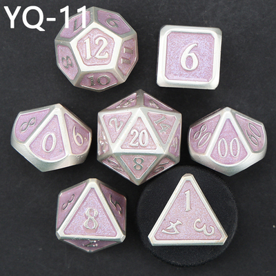 Metal DND dadu yang disesuaikan warna solid polyhedron logam dadu set dengan angka perak, digunakan untuk permainan catur D &amp; D