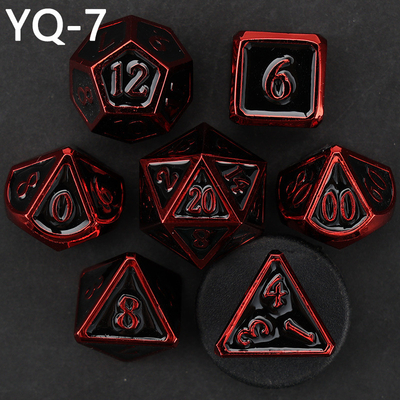 Metal DND dadu yang disesuaikan warna solid polyhedron logam dadu set dengan angka perak, digunakan untuk permainan catur D &amp; D