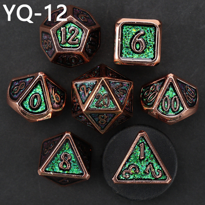 Metal DND dadu yang disesuaikan warna solid polyhedron logam dadu set dengan angka perak, digunakan untuk permainan catur D &amp; D