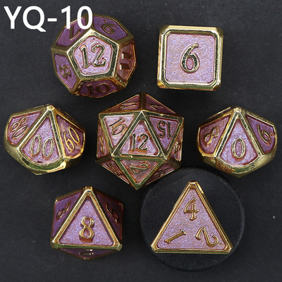 Metal DND dadu yang disesuaikan warna solid polyhedron logam dadu set dengan angka perak, digunakan untuk permainan catur D &amp; D