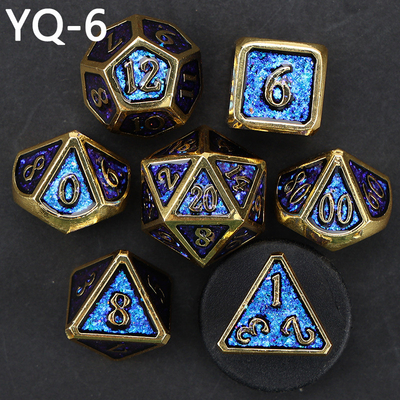 Metal DND dadu yang disesuaikan warna solid polyhedron logam dadu set dengan angka perak, digunakan untuk permainan catur D &amp; D