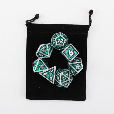 DND Hijau Naga dan Dungeon Metal Dice Set Disesuaikan Disesuaikan Rune Dice Set