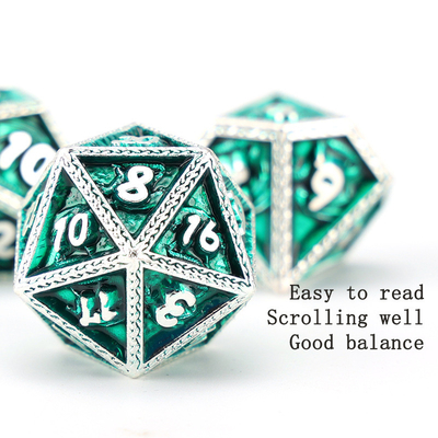 DND Hijau Naga dan Dungeon Metal Dice Set Disesuaikan Disesuaikan Rune Dice Set