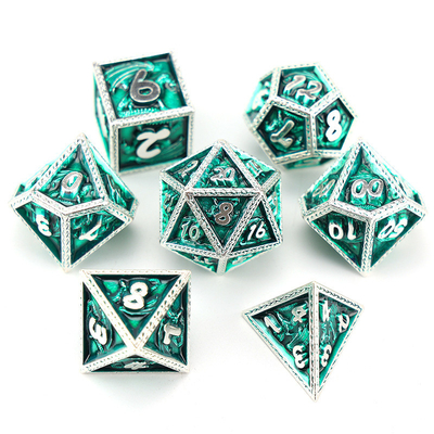 DND Hijau Naga dan Dungeon Metal Dice Set Disesuaikan Disesuaikan Rune Dice Set