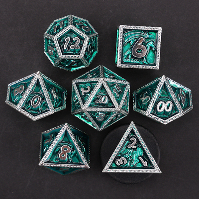 DND Hijau Naga dan Dungeon Metal Dice Set Disesuaikan Disesuaikan Rune Dice Set