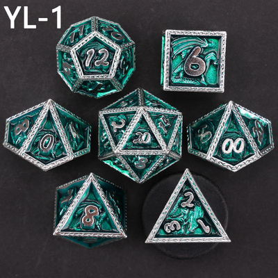 DND Hijau Naga dan Dungeon Metal Dice Set Disesuaikan Disesuaikan Rune Dice Set