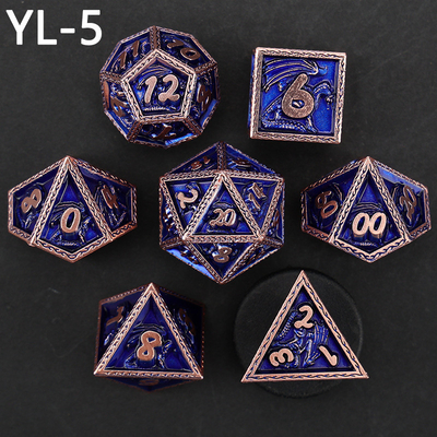 DND Hijau Naga dan Dungeon Metal Dice Set Disesuaikan Disesuaikan Rune Dice Set