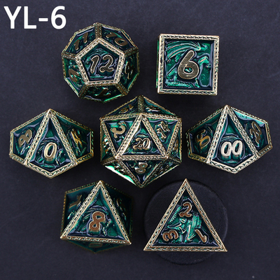 DND Hijau Naga dan Dungeon Metal Dice Set Disesuaikan Disesuaikan Rune Dice Set