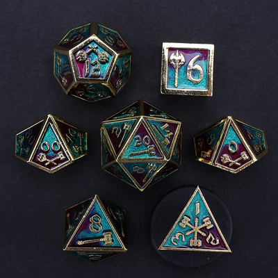 Set dadu poliedral yang dapat disesuaikan permainan dadu peran RPG Dungeon dan Dragon set permainan papan