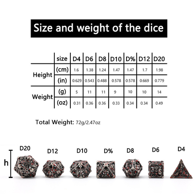 Set dadu logam berongga polyhedron custom dadu naga dan naga dadu permainan papan