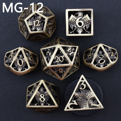 Set dadu logam berongga polyhedron custom dadu naga dan naga dadu permainan papan