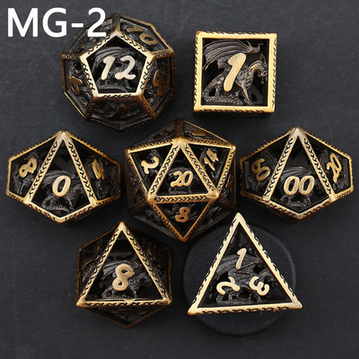 Set dadu logam berongga polyhedron custom dadu naga dan naga dadu permainan papan