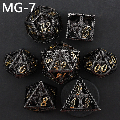 Set dadu logam berongga polyhedron custom dadu naga dan naga dadu permainan papan
