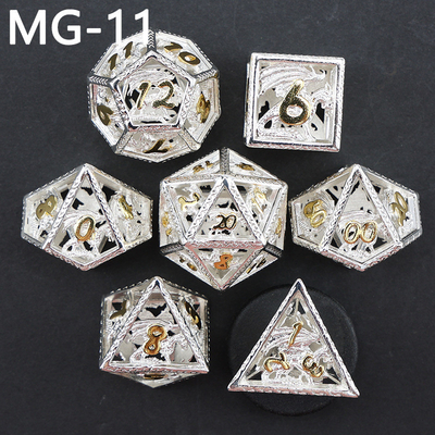 Set dadu logam berongga polyhedron custom dadu naga dan naga dadu permainan papan