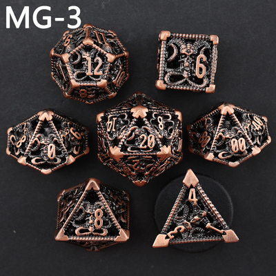 Set dadu logam berongga polyhedron custom dadu naga dan naga dadu permainan papan