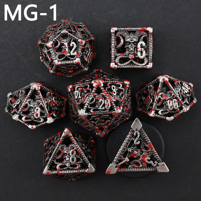 Set dadu logam berongga polyhedron custom dadu naga dan naga dadu permainan papan