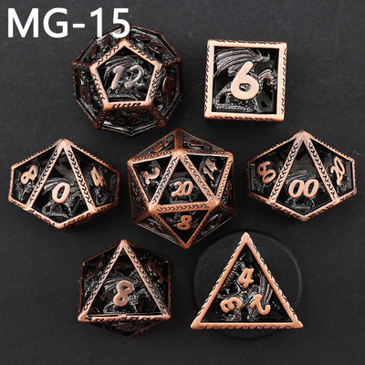 Set dadu logam berongga polyhedron custom dadu naga dan naga dadu permainan papan