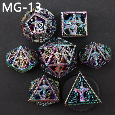Set dadu logam berongga polyhedron custom dadu naga dan naga dadu permainan papan